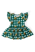 Baylor Plaid Bear S/S Flutter Twirl Bodysuit