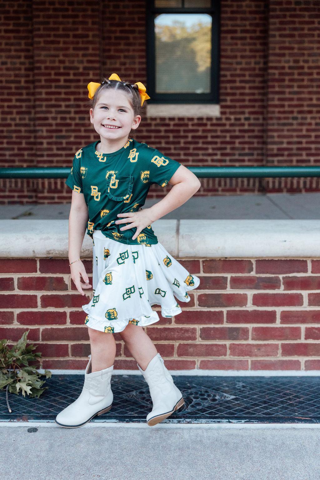 Baylor White Bear Ruffle Twirl Skort