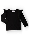 Black L/S Ruffle Tee