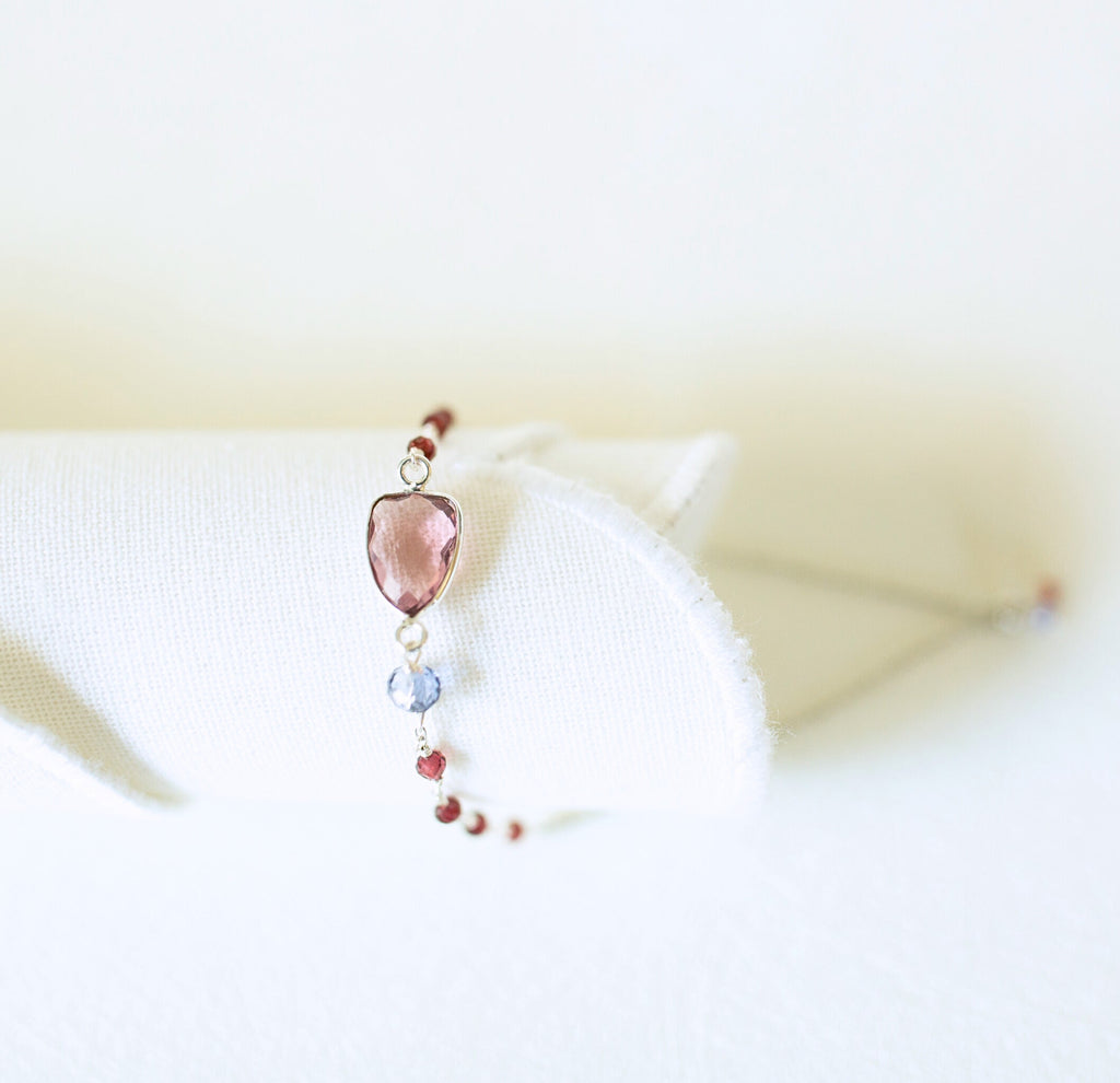 Rhodolite Garnet Silver Isla Bracelet