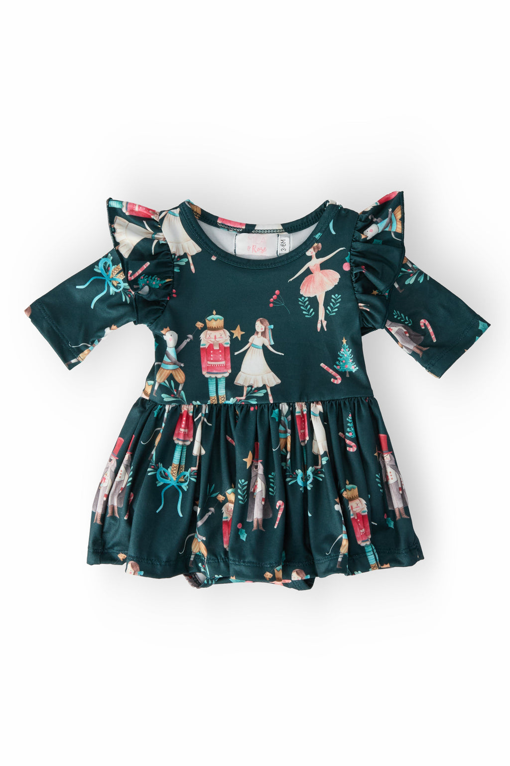 Christmas Ballet 3/4 Sleeve Flutter Twirl Bodysuit