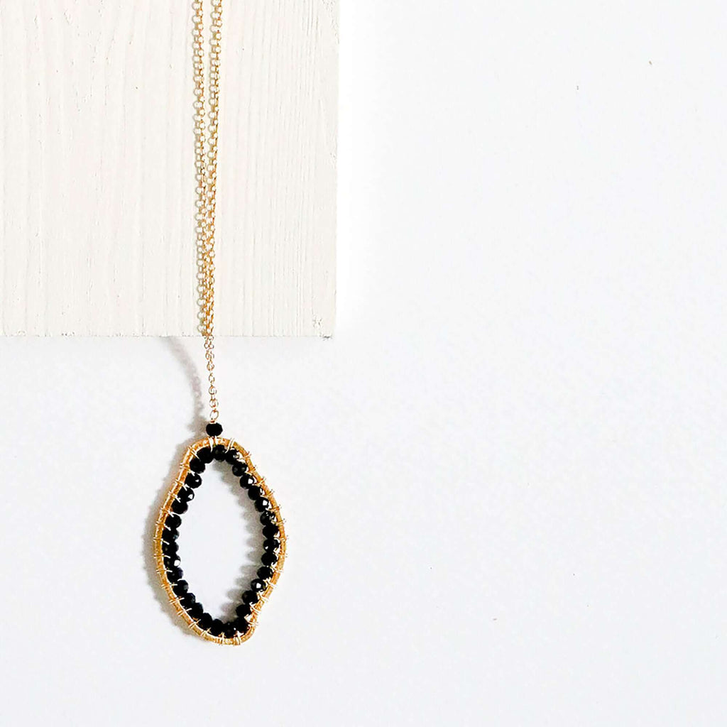 Black Spinel Freestyle Pendant Necklace