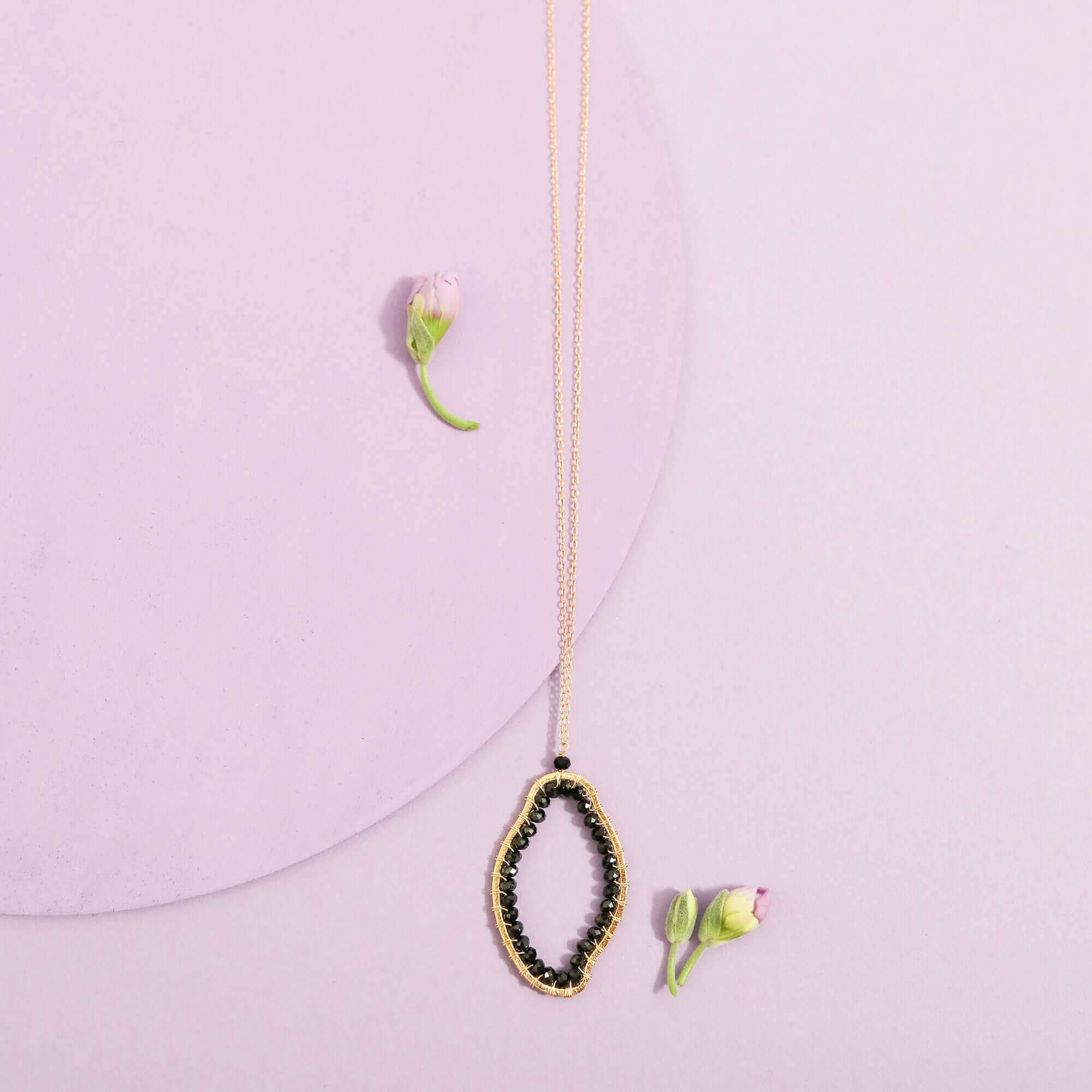 Black Spinel Freestyle Pendant Necklace