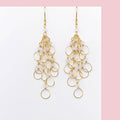 Clear Quartz Gold Chain Loop Earrings
