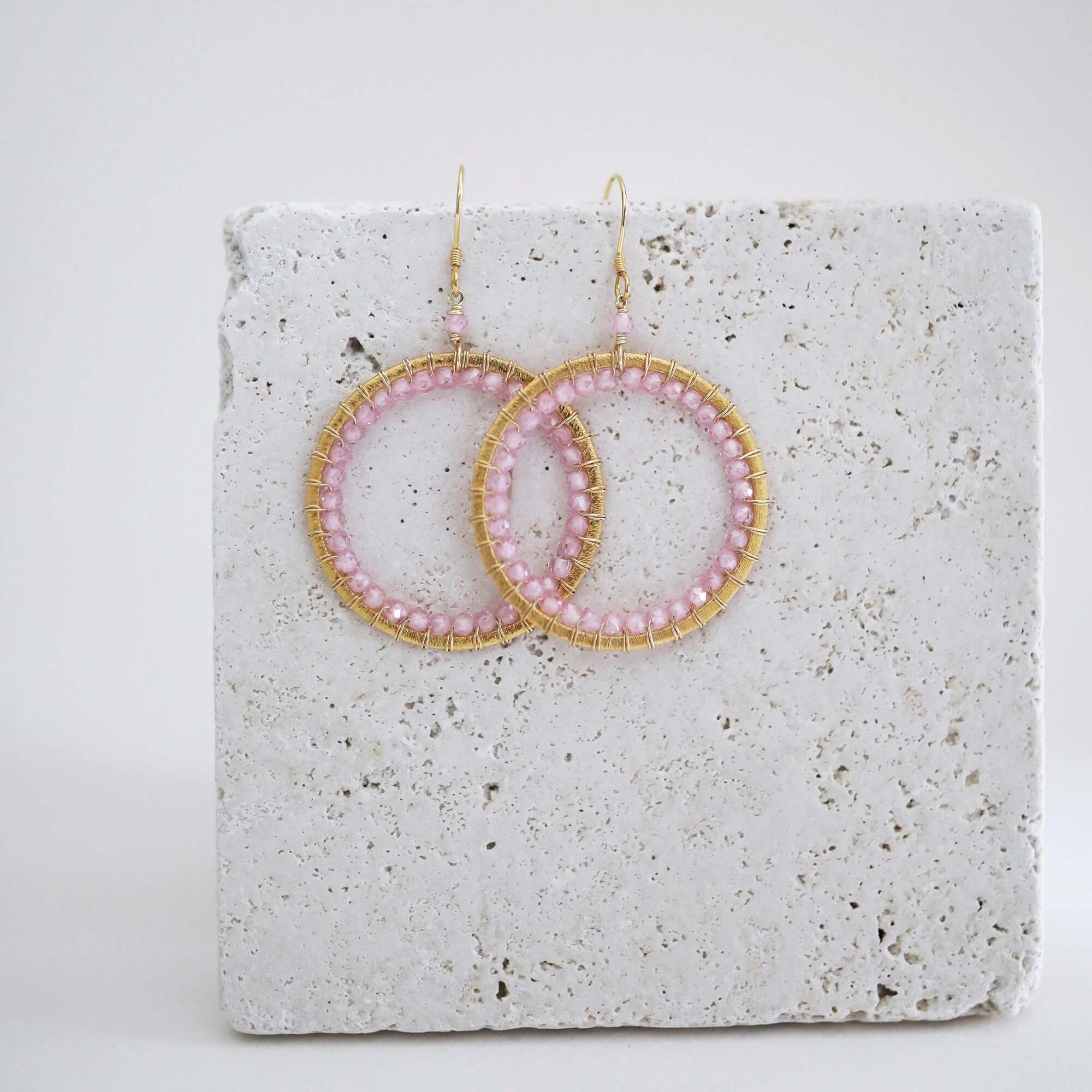 Rose Quartz Halo Earrings