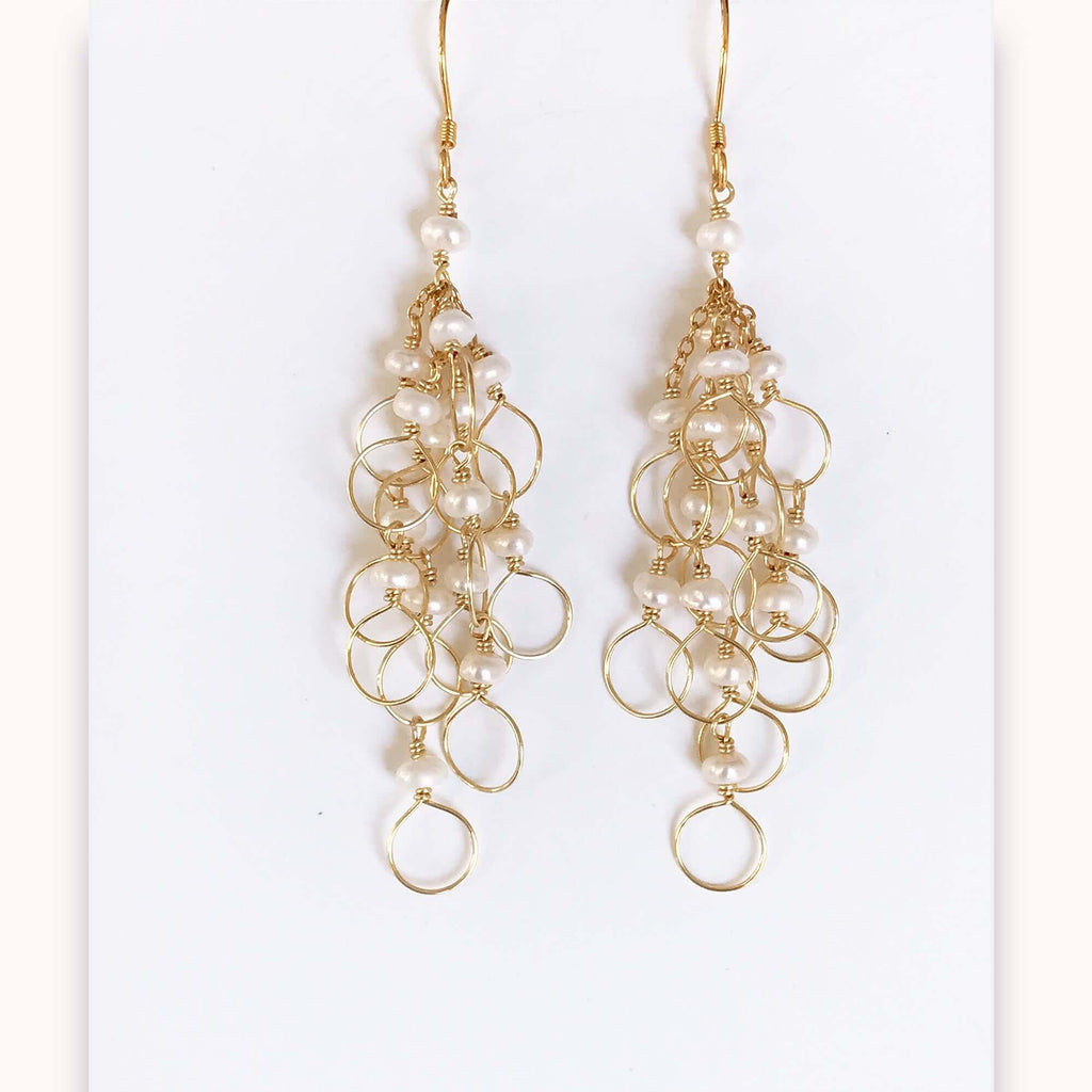 Pearl Chain Loop Earrings
