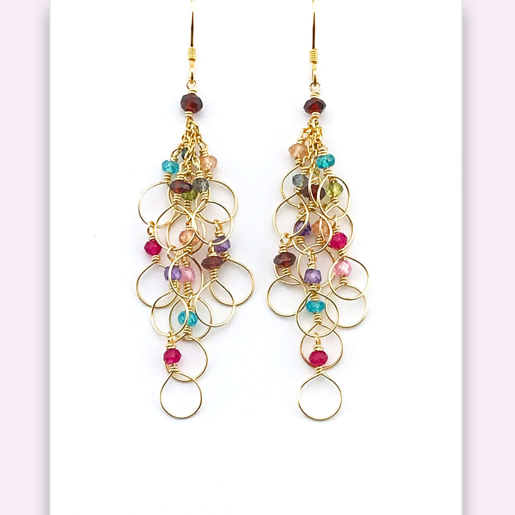 Rainbow Chain Loop Earrings