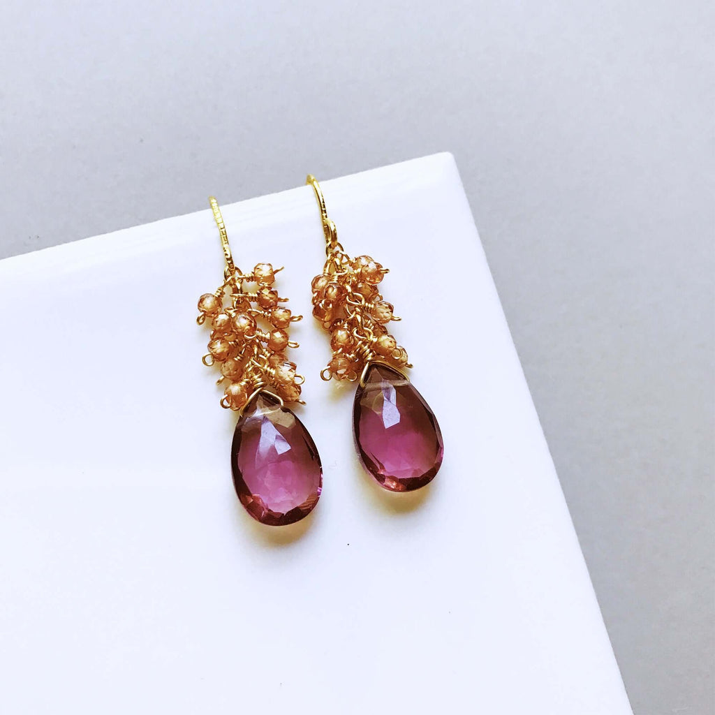 Rhodolite Garnet Bala Earrings