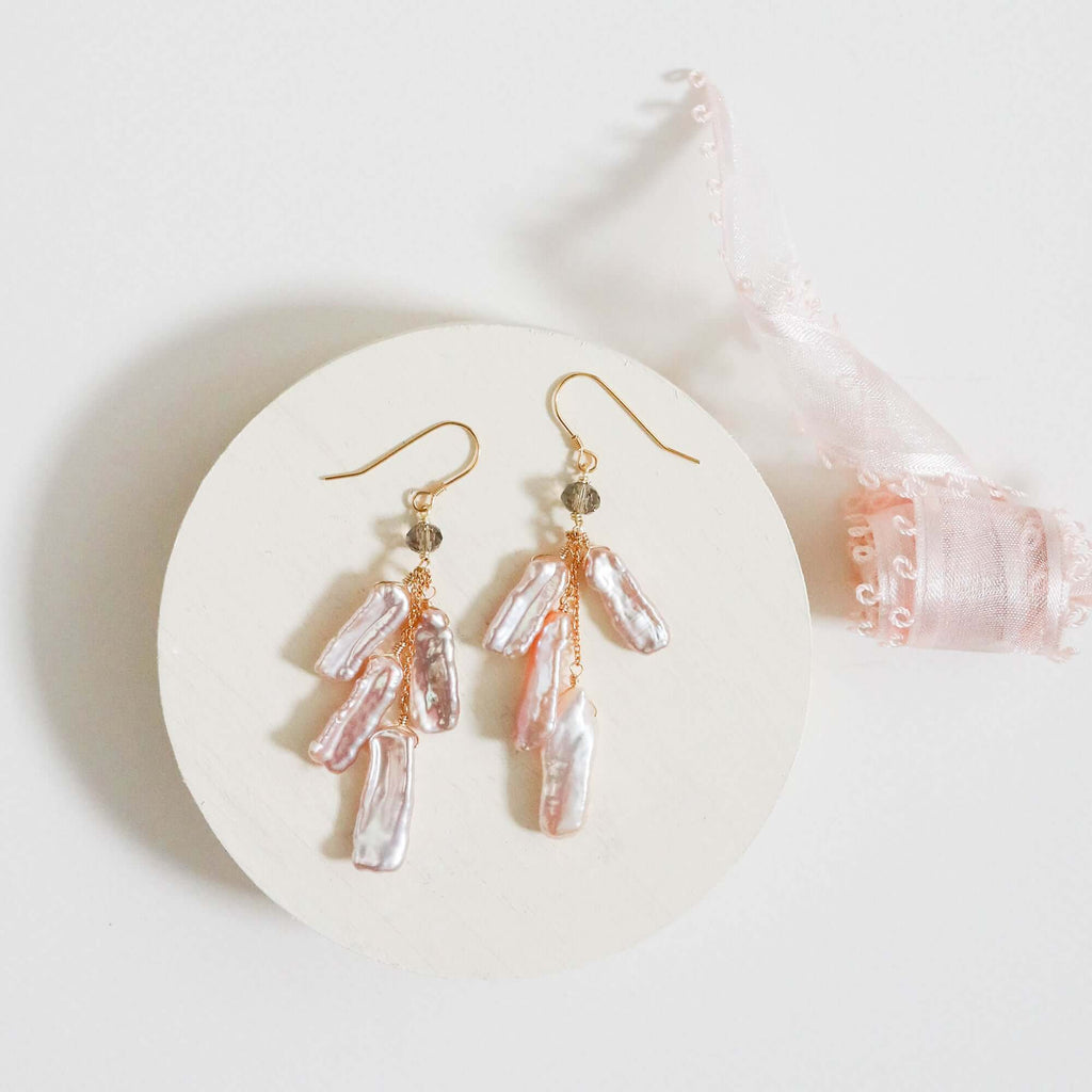 Blush Stick Pearl Earrings