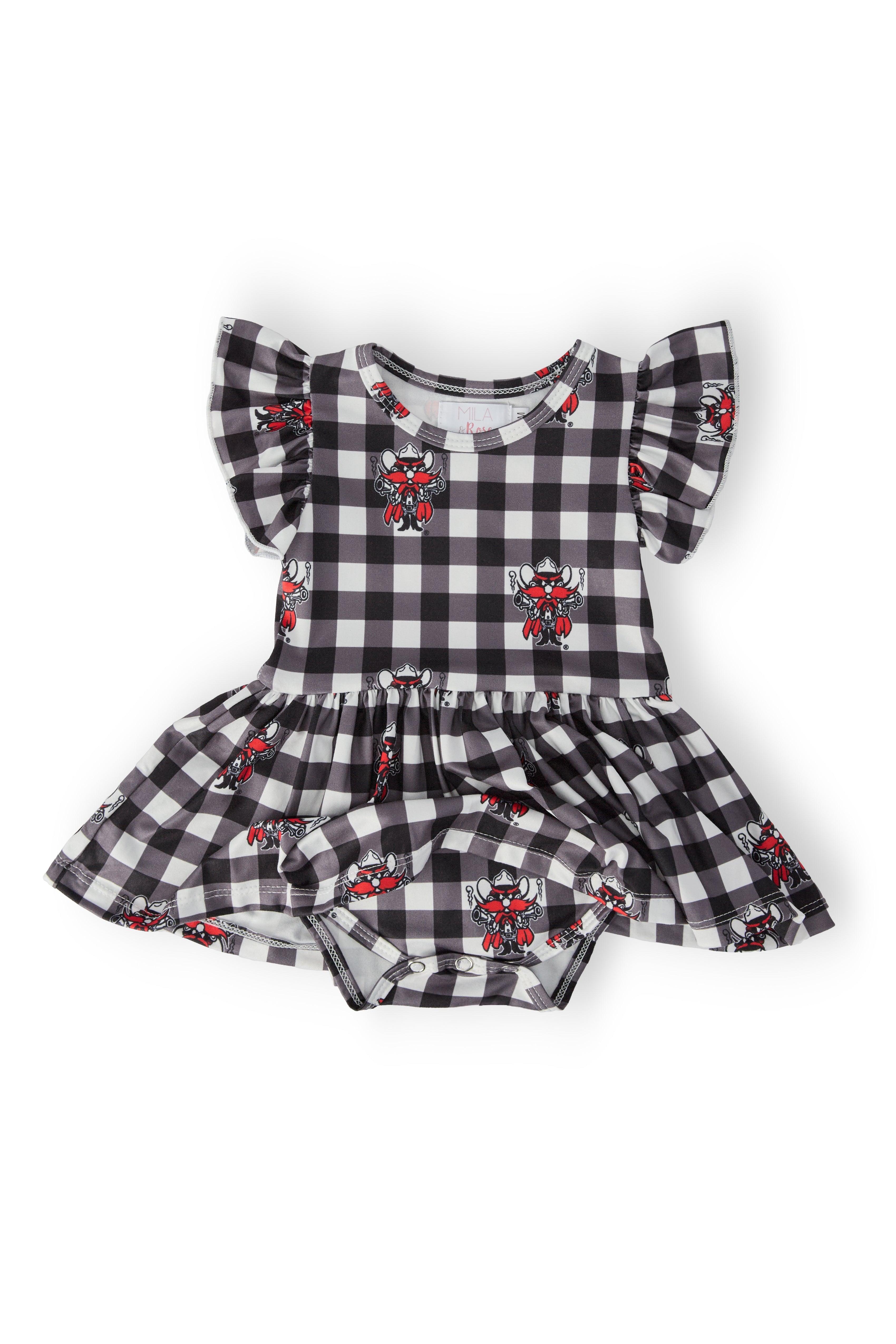 Texas Tech Plaid Raider Red S/S Flutter Twirl Bodysuit