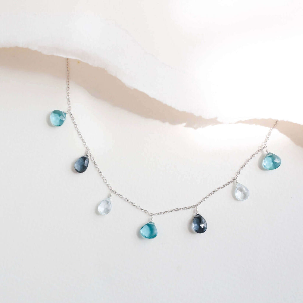 Blue Gemstone Gold Sparkler Necklace