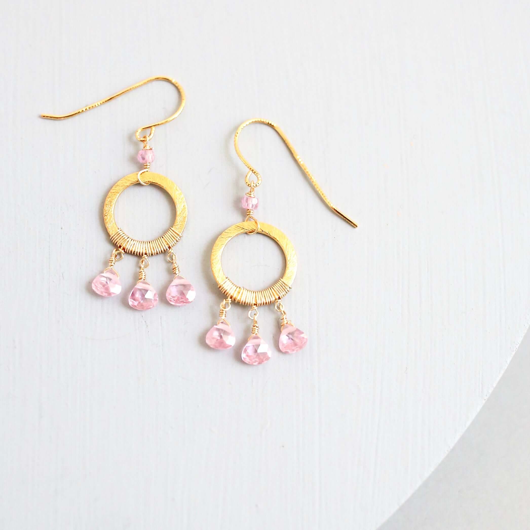 Rose Quartz Mini Boho Earrings