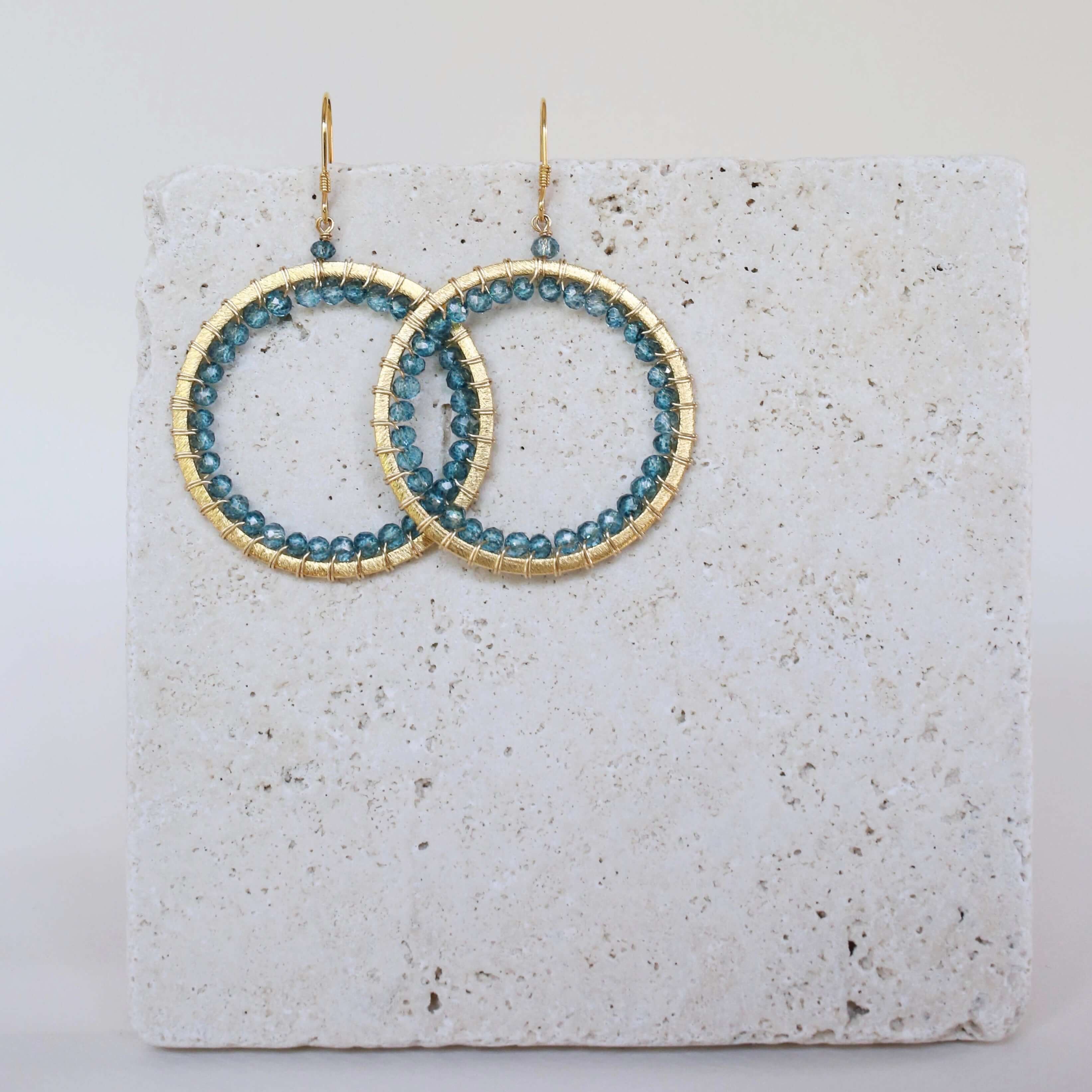 London Blue Quartz Halo Earrings