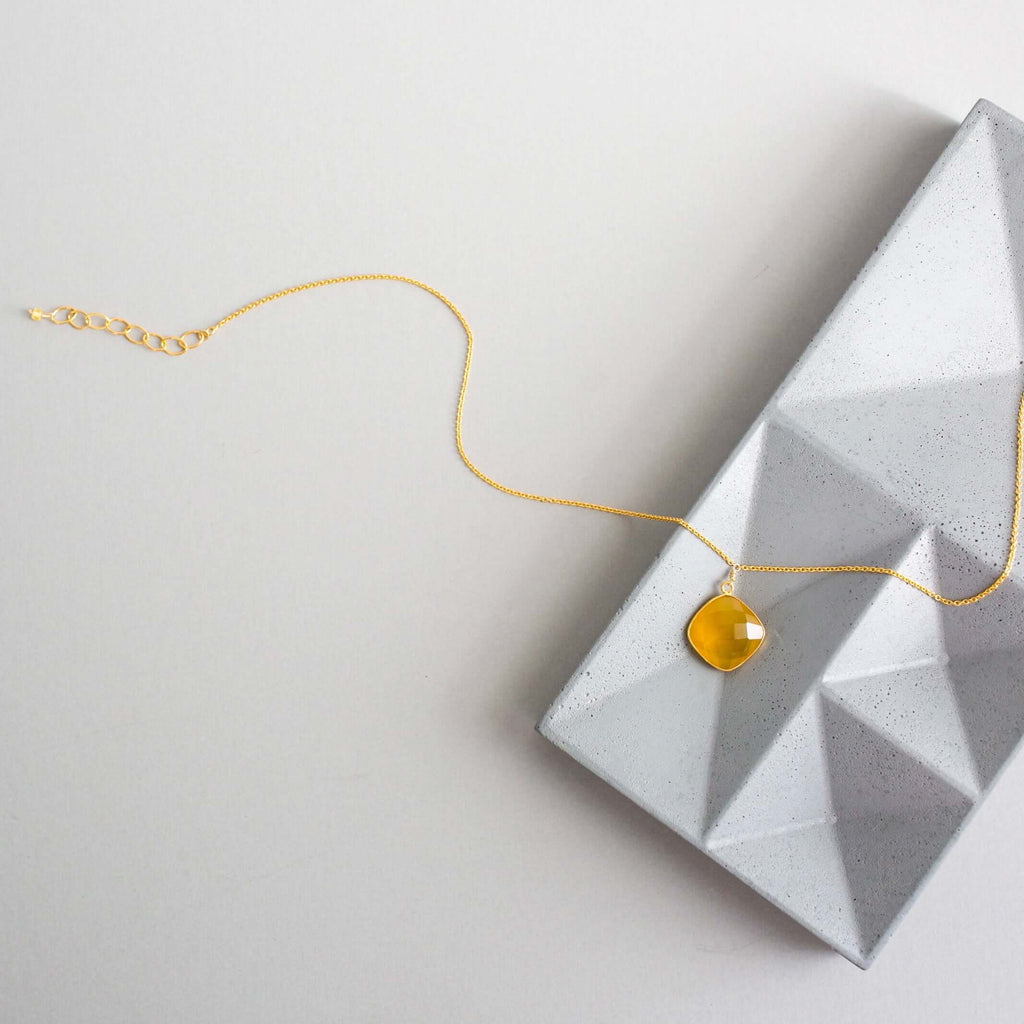 Yellow Chalcedony Pendant Necklace