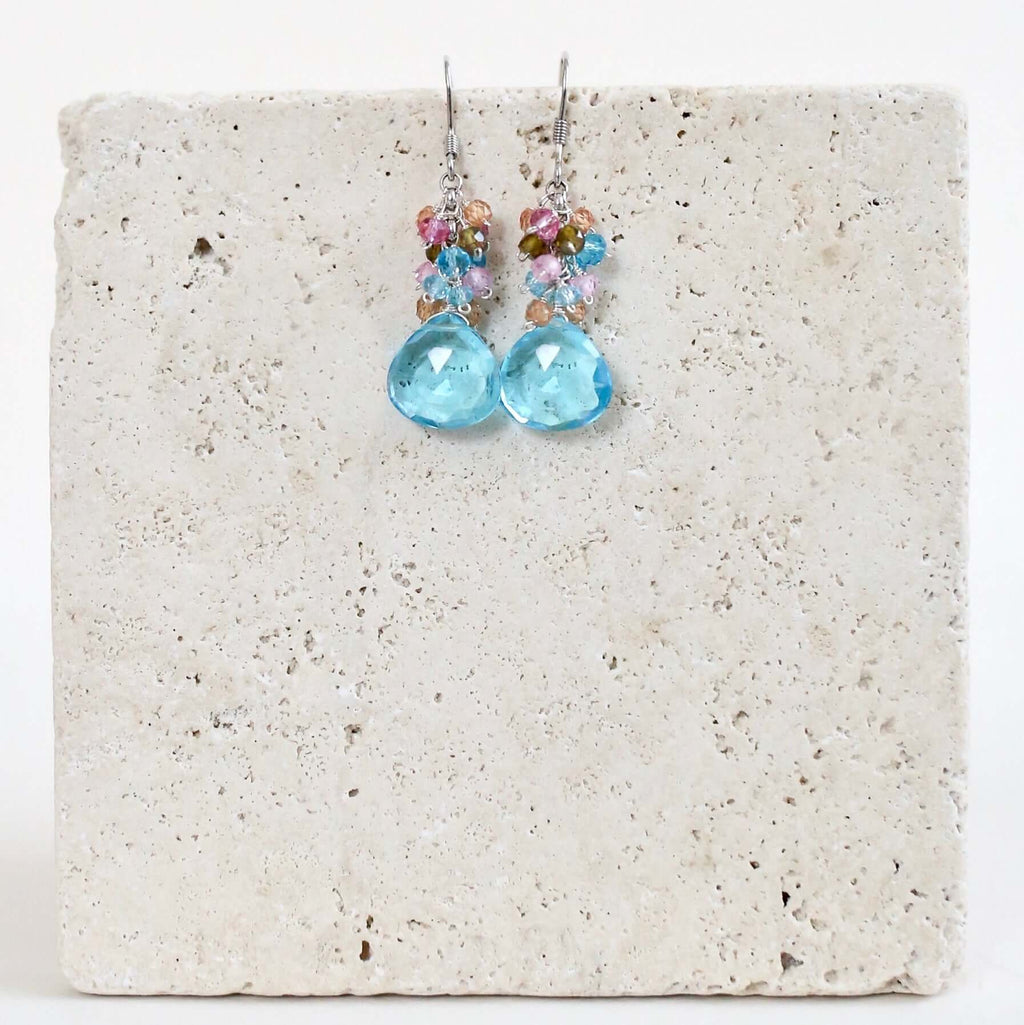 Aquamarine Quartz Silver Bala Earrings
