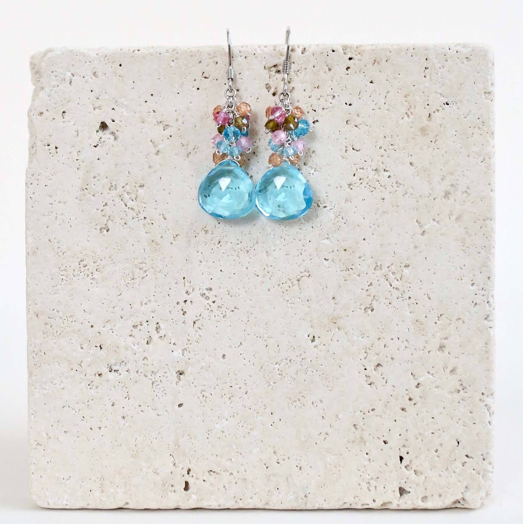 Aquamarine Quartz Silver Bala Earrings