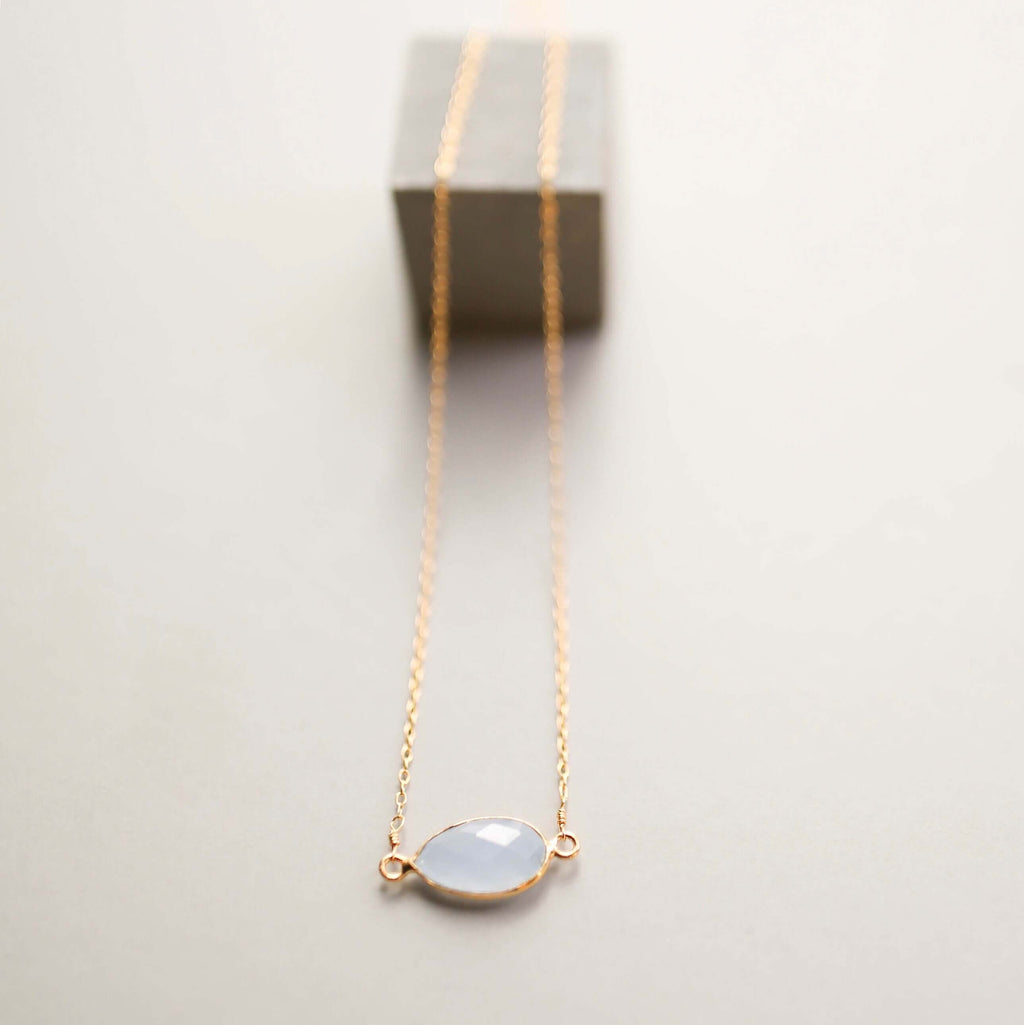 Blue Chalcedony Gold Minimalist Necklace