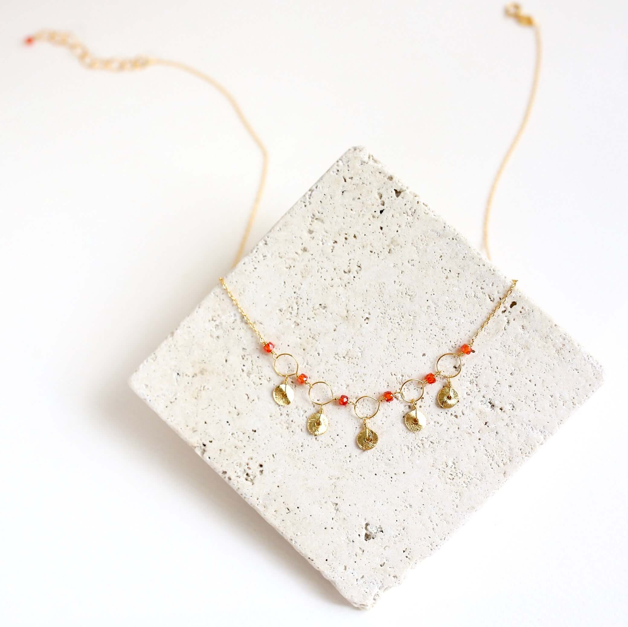 Orange Chalcedony Mini Chain Loop Necklace