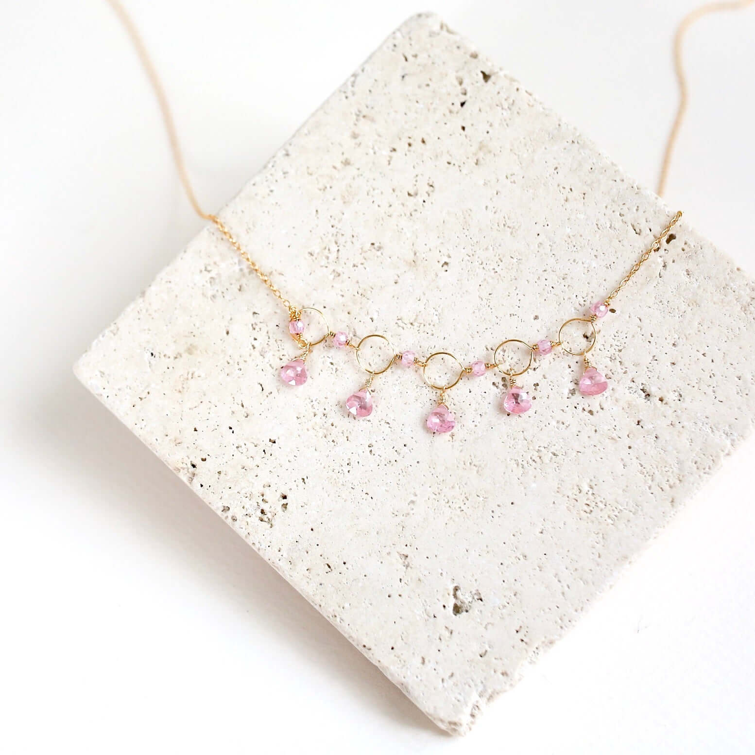 Rose Quartz Gemstone Mini Sparkler Necklace