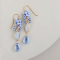 Dark Blue Chalcedony Bezel Cluster Earrings