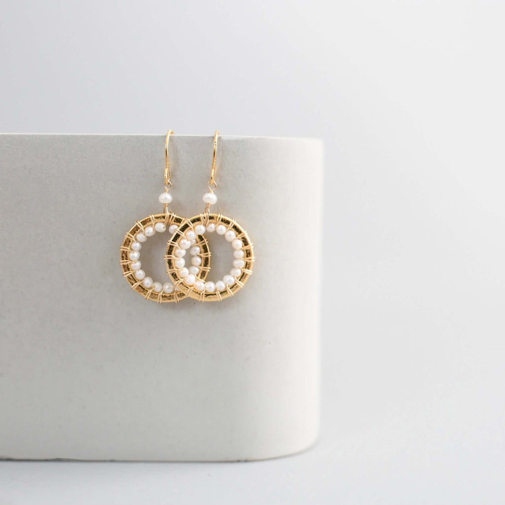 Pearl Mini Halo Earrings