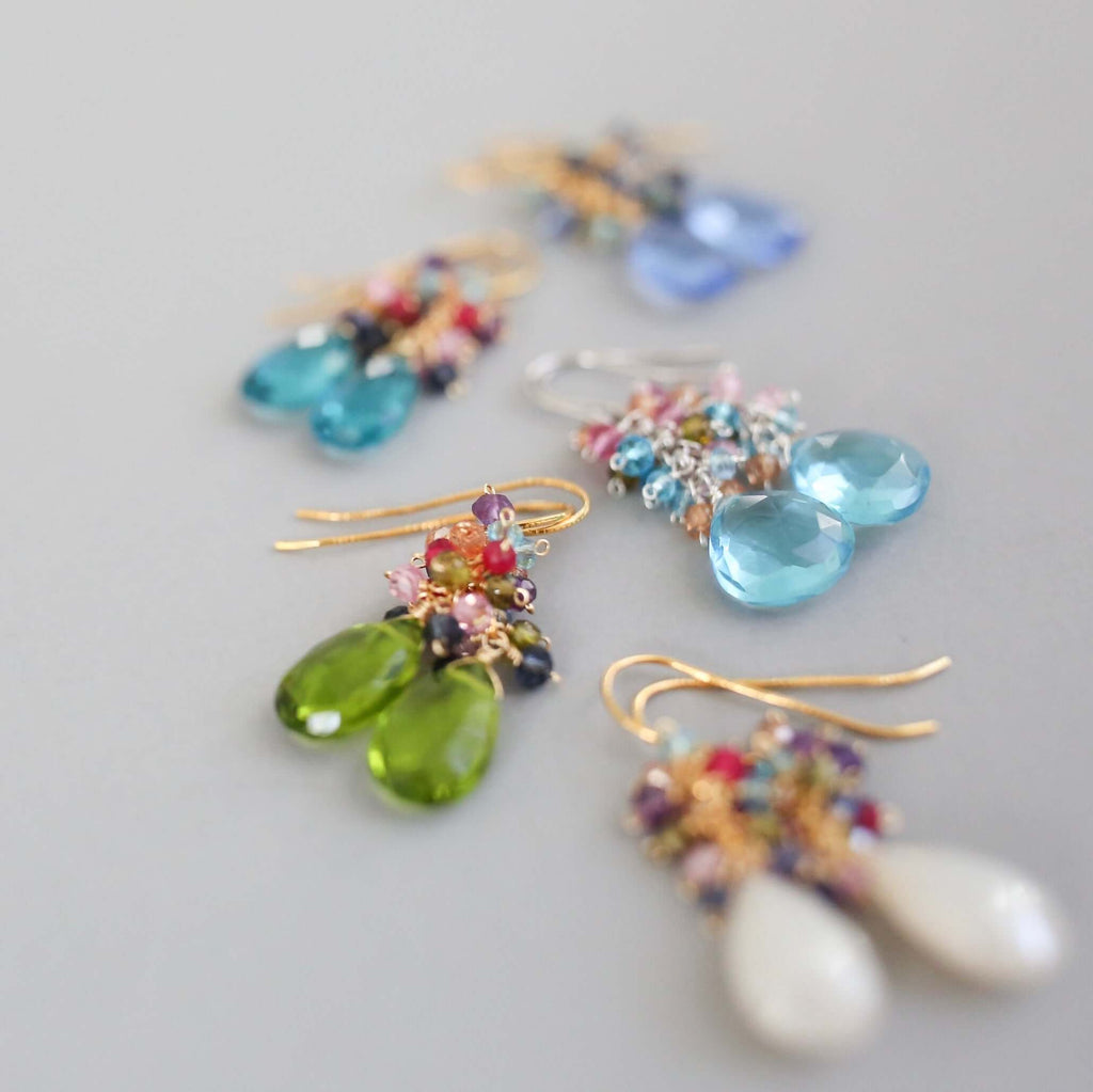 Aquamarine Quartz Silver Bala Earrings