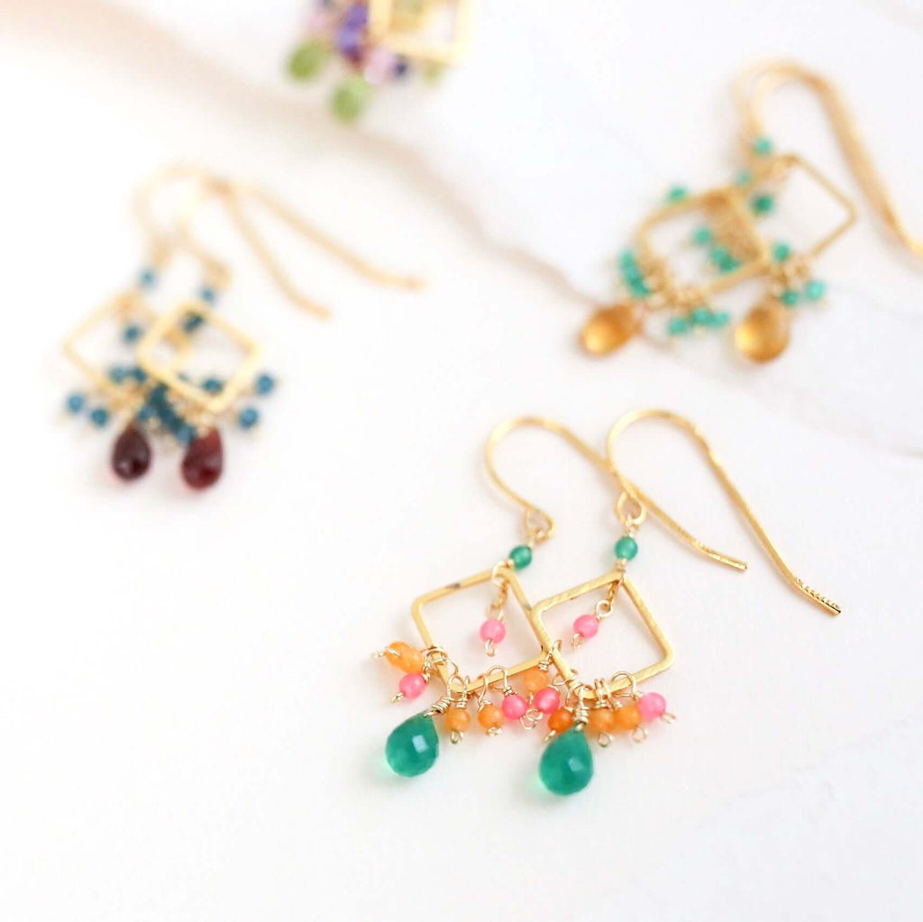 Dark Pink Tourmaline Pixy Earrings