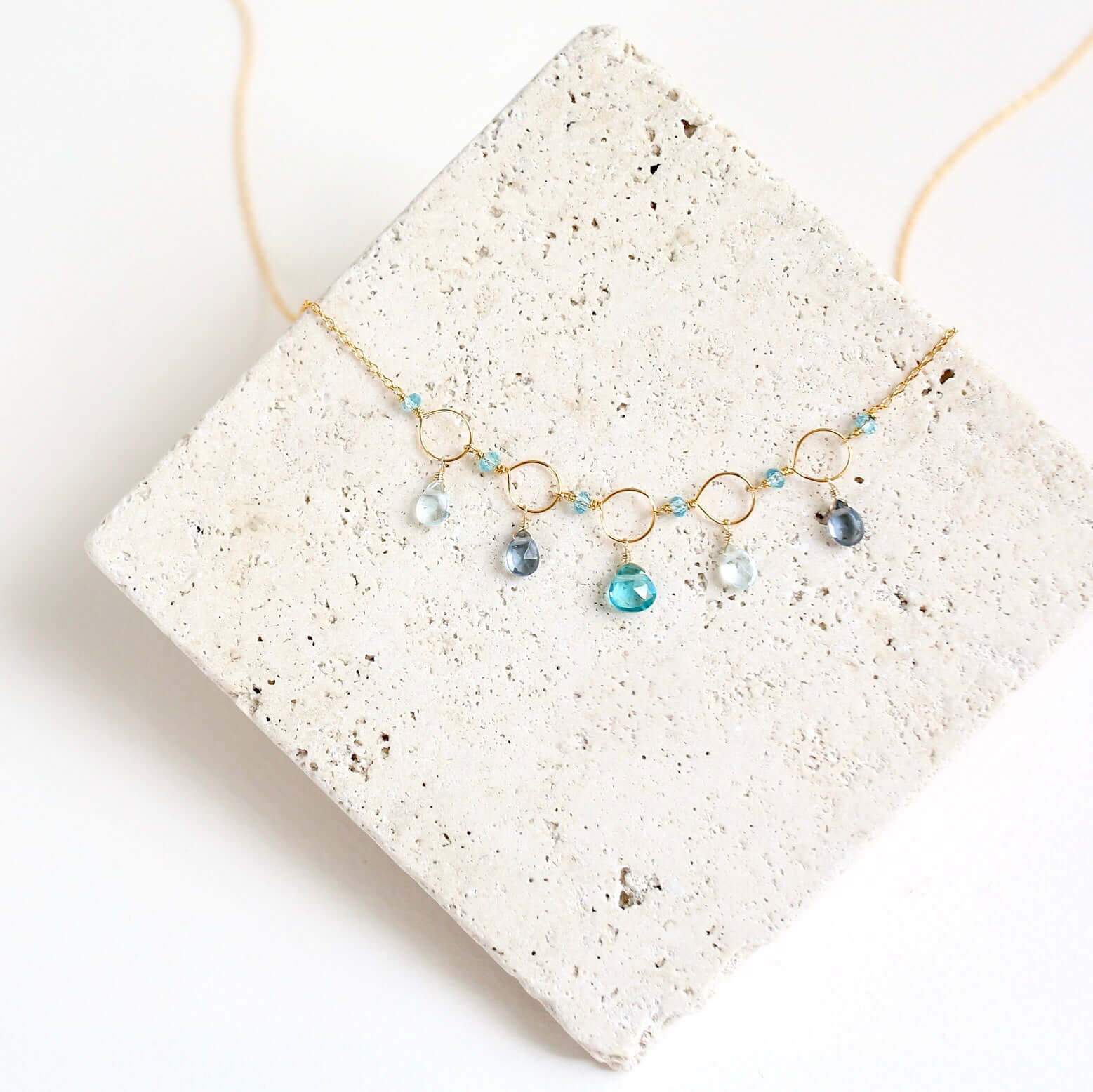 Rainbow Gemstone Mini Sparkler Necklace - Gold